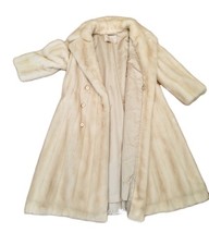 White Real Mink Fur Long Coat Extremely Thick Fur Size M