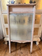 Vintage Wood Glass Washboard