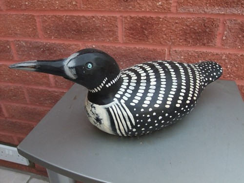 Wooden loon bird decoy 14in - loon,