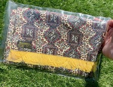 VTG SAMMY Scarf W/ Fringe  Tricel & Wool Brown Paisley Yellow NEW Dapper Cravat