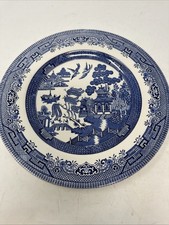 Vintage Broadhurst Willow Tree Plate Blue And White 9.5 Inch