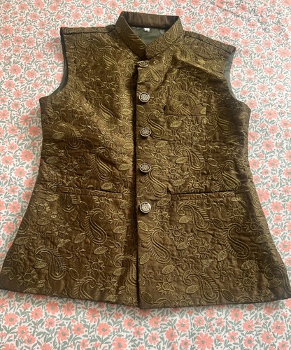 Boys khaki brocade paisley - khaki,
