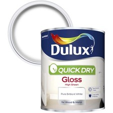Dulux Quick Dry Gloss 750ml Pure Brilliant White Paint Wood Metal Non Yellowing
