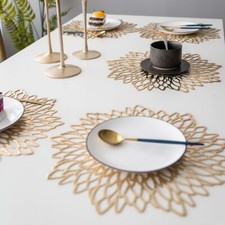 8PCS Gold Placemats Round