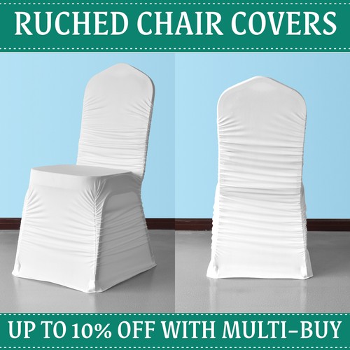 Ruched white stretch chair - stretch,