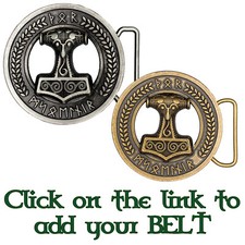 Thors Hammer Viking Metal Belt Buckle Biker UK Laurel Leaf Roman Nordic