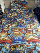  Superman Single Duvet Cover & Pillow Case Vintage Original. 