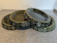 SET 4x Vintage Portmeirion TOTEM Green 8" Round Ceramic Plant Pot Stands - VGC