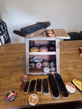 Vintage Shoe Shine Stand with Assorted Polishes And Brushes