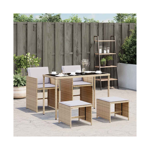 Garden dining set mix beige - dining, pe