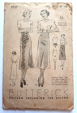 vintage 1930s skirt & camisole Butterick sewing pattern W28 H37