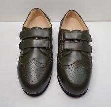 CUSTOM MADE ORTHOPEDIC EXTRA WIDE SHOES 5UK EUR38 GREEN LEATHER ASYMMETRIC FEET
