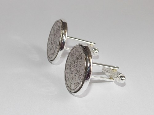 1962 sixpence coin cufflinks - coin,