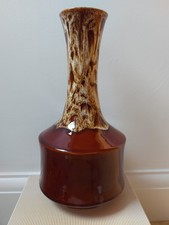 Vintage Melba Ware Glazed Pottery Vase 'Toffee Drip' England 1970s. 12" (30cm)
