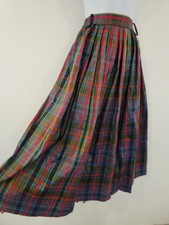 Vintage Skirt Tartan Long SILK Midi Check Pockets Quality Lined Xmas Occasion 12
