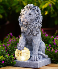 Yeomoo Solar Lion Statue Garden Ornaments - Outdoor Figurine 3.lion 