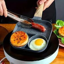 3 Hole Frying Pot Pan Egg Pan Non Stick Egg Ham Pancake Steak Breakfast Machine