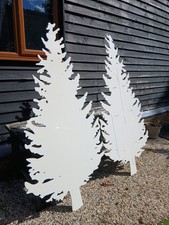 Pair Of White Decorative 2D Christmas Trees Ex Shop Display