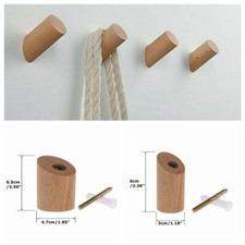 5x Natural Wooden Oak Peg Hallway Wall Mounted Door Hook Home Solid Coat Hanger