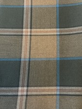 Vintage Fabric, Large Tartan Check, Thick Cotton, Brown And Turquoise Blue