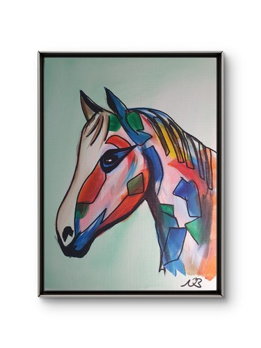 Original abstract 12x16 horse - abstract,