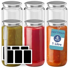 HEFTMAN Glass Jars 1L Round