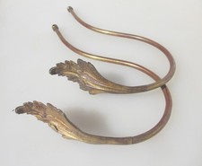Victorian Brass Curtain Tie Backs Hooks French Old Hook Hanger Antique NO PLATES