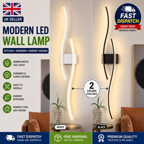 Dimmable modern wave bar - modern, wall
