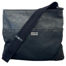 Gucci Men's GG Supreme Plaque Logo Messenger Bag Black