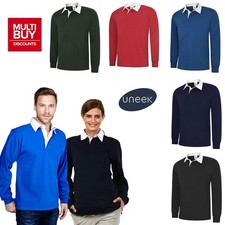 UNEEK Classic Rugby Shirt UC402 XS–3XL Cotton Teamwear 5 Colours Soft Touch