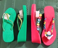 Avon Mirrors & Beads Wedge Flip-Flop Duo (2012?) Sz 9-10, New in Pkg