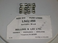 10 x 16mm GLASS 50mA FUSE LINK