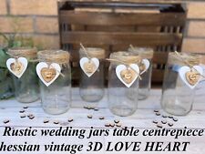 Rustic Wedding Jars Hessian Table Centrepiece Decorations Love Heart Hand Made 6