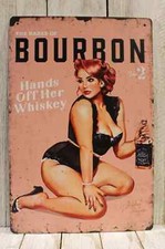 Bourbon Whiskey Pinup Girl Tin