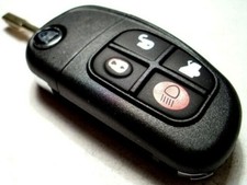 4 BUTTON FLIP REMOTE KEY FOB CASE, for JAGUAR X, XJ, XJR, S TYPE WITH BADGE