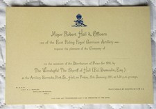WW1 EAST RIDING ROYAL GARRISON ARTILLERY AWARDS INVITATION – JANUARY 1911