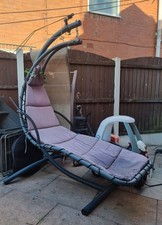 Outdoor Hanging Chaise Lounger Swing Chair - Cushion Patio Garden Hammock Seat