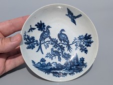 Antique 18th Century First Period Worcester Saucer Dish Birds in Branches