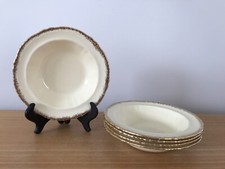 5 x Vintage Art Deco Alfred Meakin Royal Marigold 17cm Rimmed Dessert Bowls