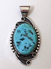 Sterling Silver Turquoise Pendant Signed Joe Begay Navajo Native American