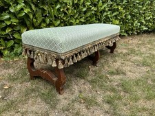 Antique French Footstool Fully Traditionally Reupholstered