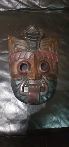 Vintage indonesian wooden mask - indonesian,