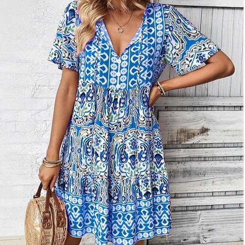 Boho women summer neck - boho, loose