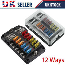 12Way Blade Fuse Box Holder & 24 Standard Blade Fuses For Car Camper Van 12V 24V