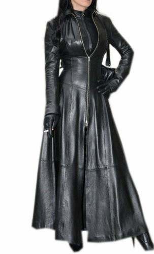Womens black leather - leather, trench
