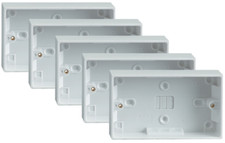 2 Gang 25mm Double Pattress Back Box Surface Mount Wall Socket Outlet -Pack of 5