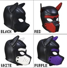 NEOPRENE PUPPY DOG HOOD MASK GIMP SUBMISSIVE SLAVE WOOF BARK GAY O/S