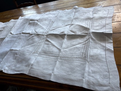 Small white linen tablecloth - tablecloth, x