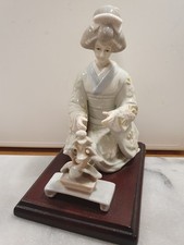 Japanese Porcelain Yi Geisha Girl Figurine Bonsai Tree  H7" X W5" Vgc