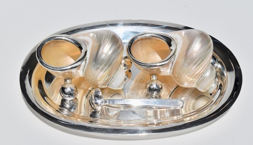 Rare silver mounted shell salt - rare,